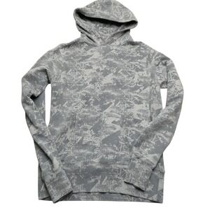 Gray Abstract Print Pullover Hoodie Sweatshirt‎ Casual Comfy Size Small